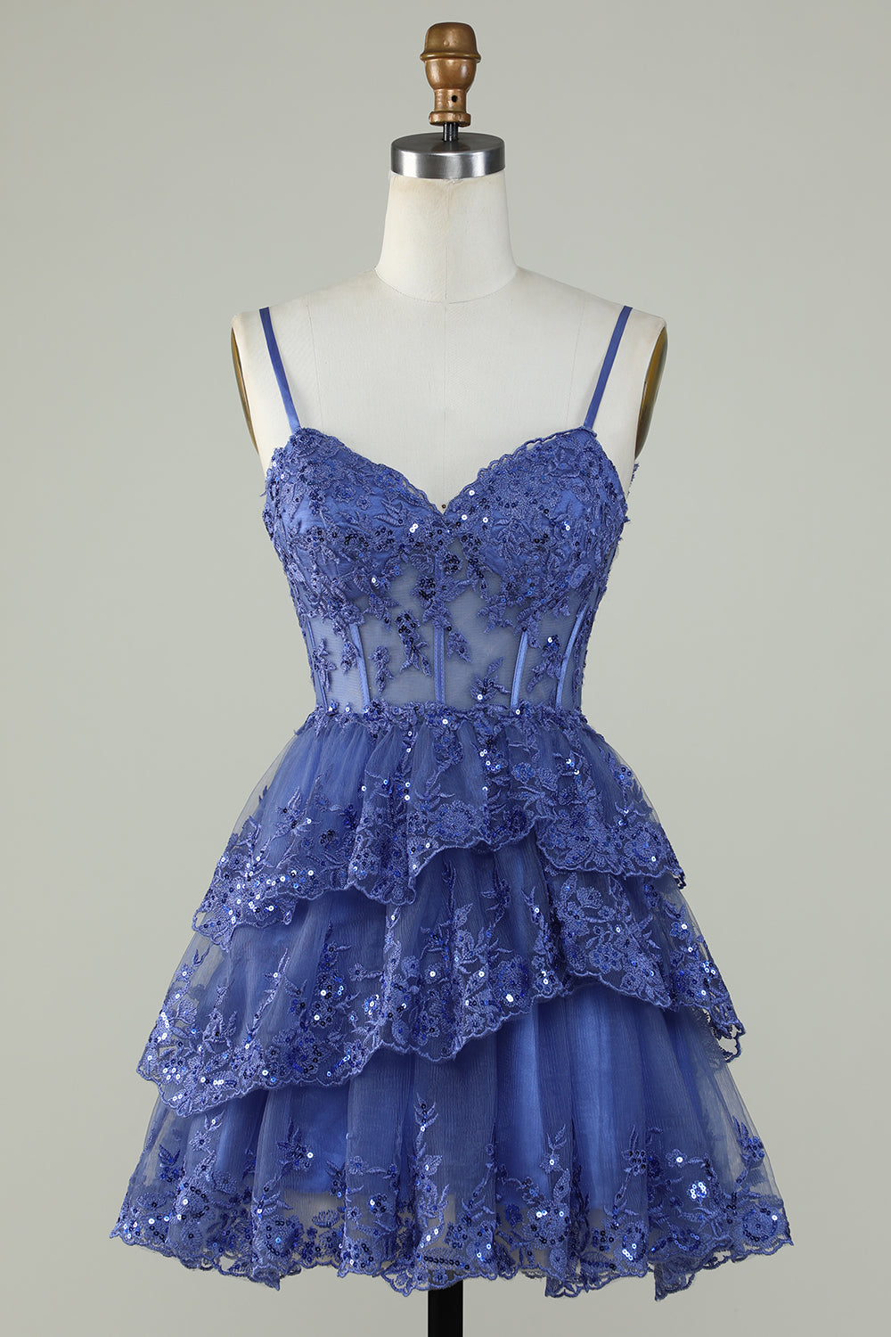 Lilac Homecoming Dresses Corset Spaghetti Straps A Line Lace Short Cocktail Dresses
