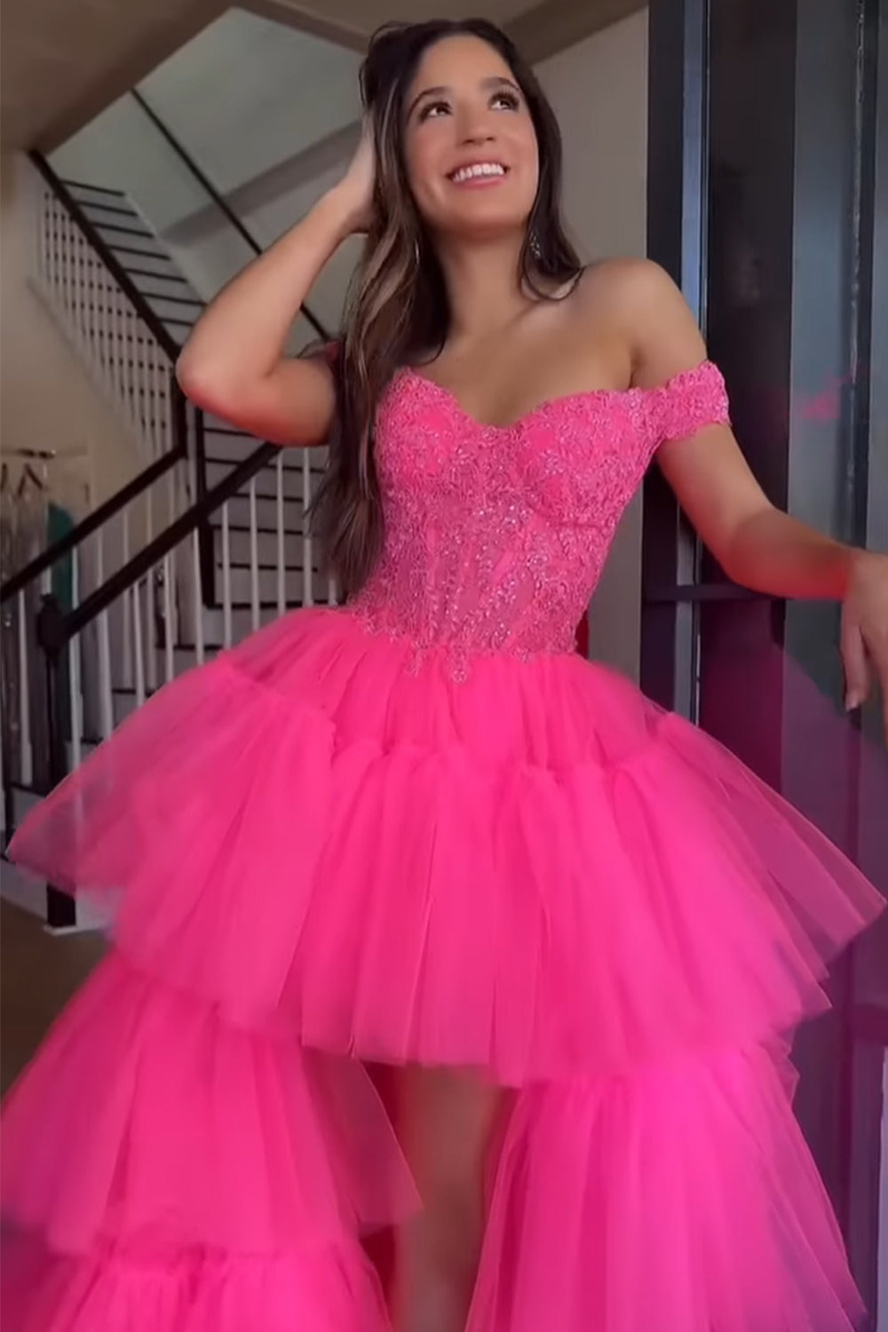 Blue Homecoming Dresses High Low Prom Dress with Lace