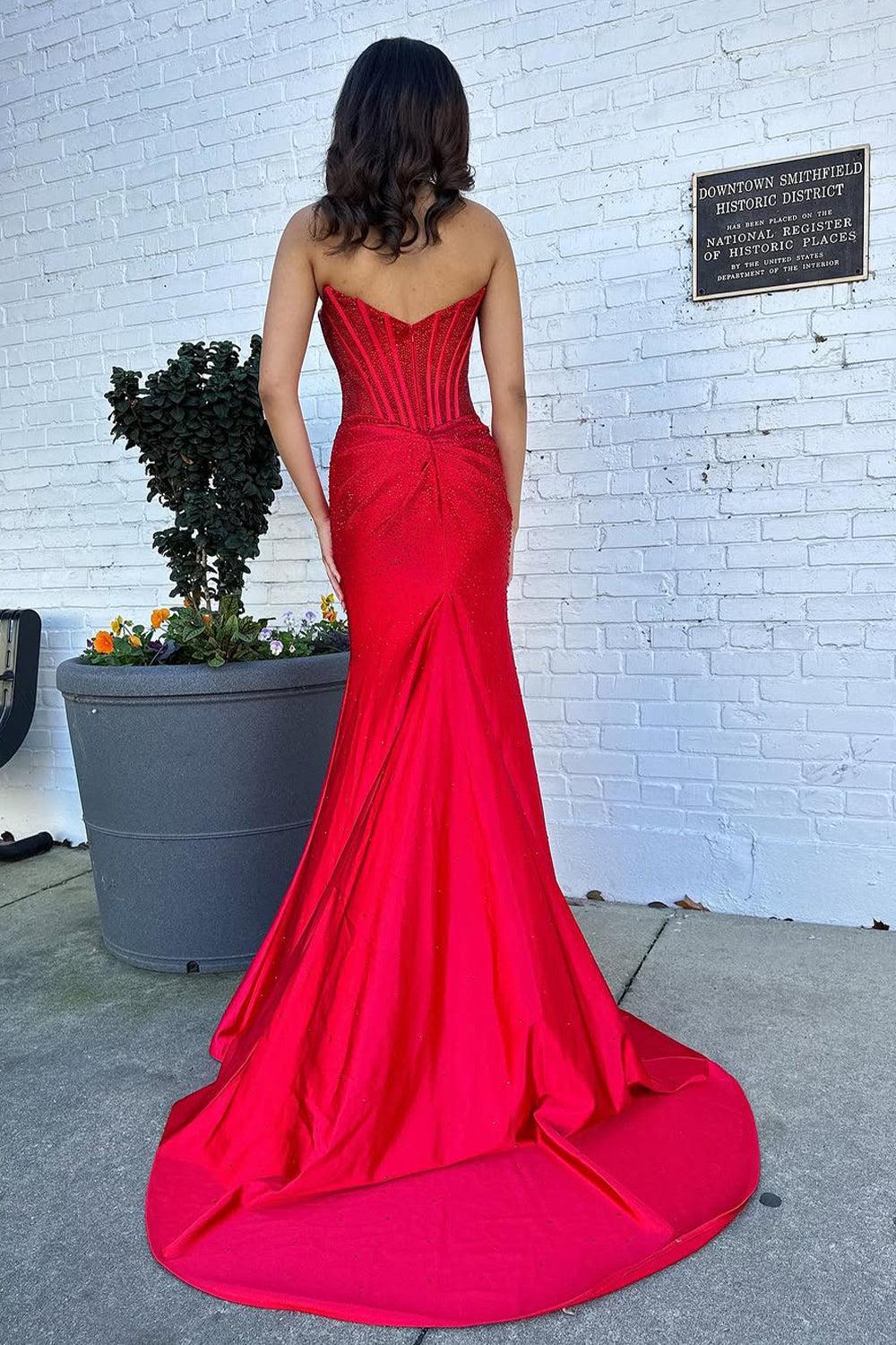 Suzhoufashion Blush Pink Corset Long Beaded Prom Dress With Rhinestone Details Formal Evening Gown