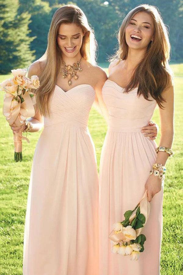 Blush Pink Chiffon Bridesmaid Dresses Vintage Bridesmaid Gowns BD088 by pgmdress