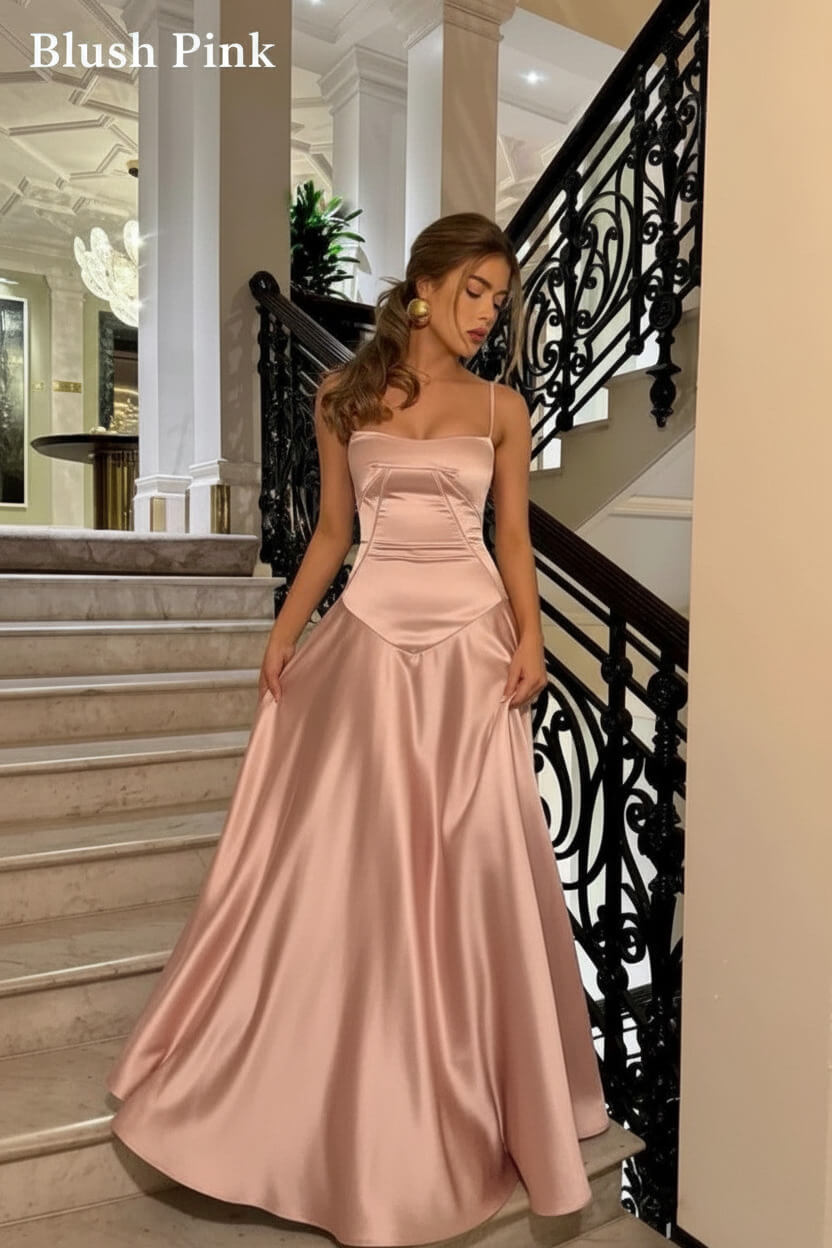 Suzhoufashion Brown Luxe Silk-Look Long Evening Dress With Fitted Bodice Formal Evening Gown