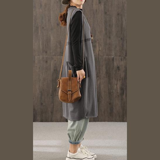 Bohemian gray tunics for women v neck patchwork Maxi Dress