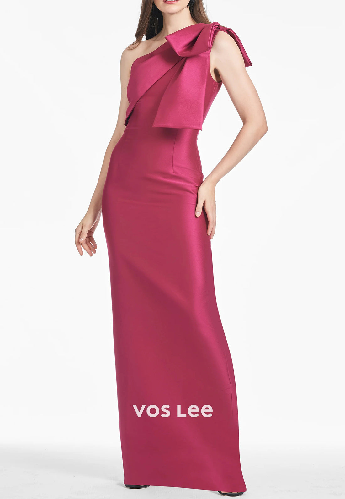 Simple & Casual One Shoulder Bowknot Pleated Floor-Length Mother of Bride Dresses