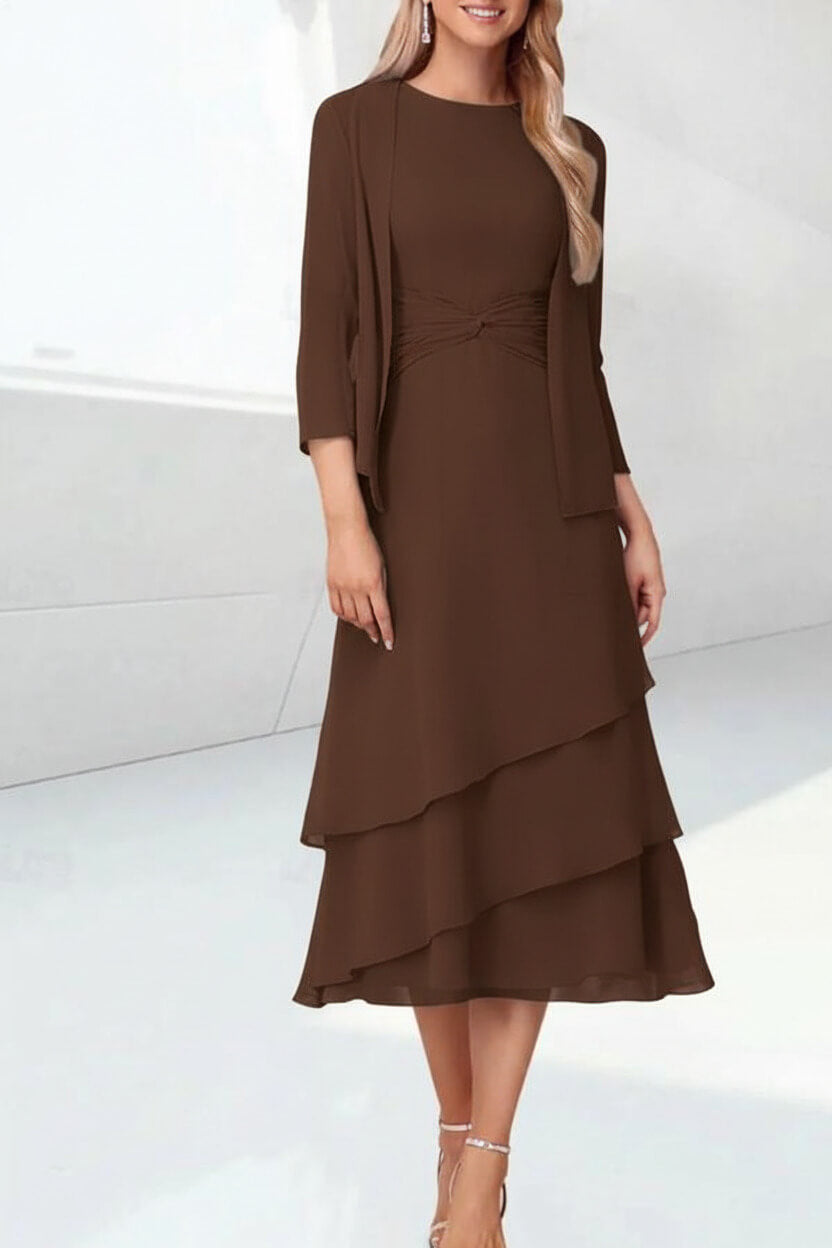 Mint Green Mother of the Bride Dress Chiffon Two Piece Wedding Guest Dress