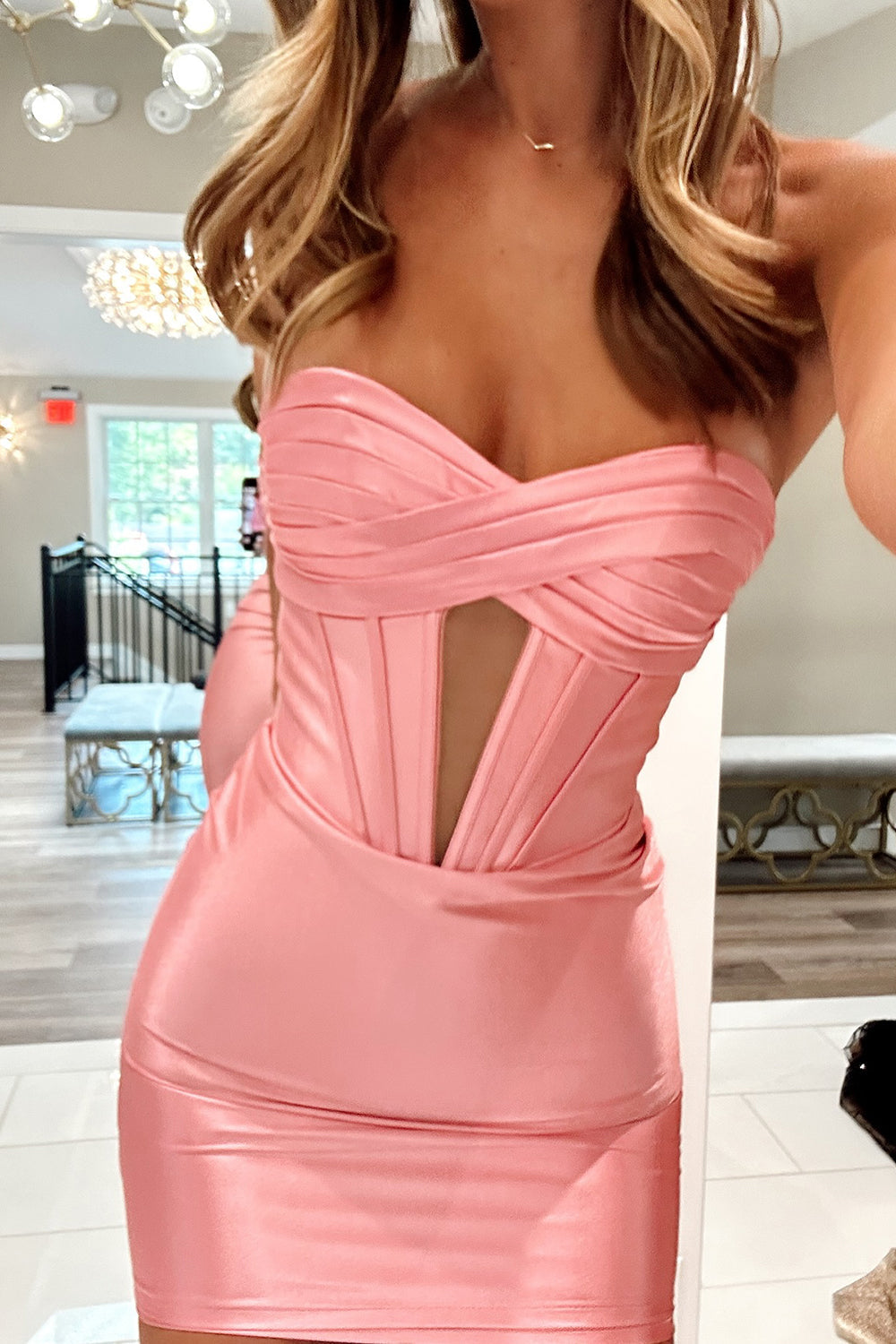 Burgundy Homecoming Dresses Corset Strapless Tight Short Cocktail Dresses