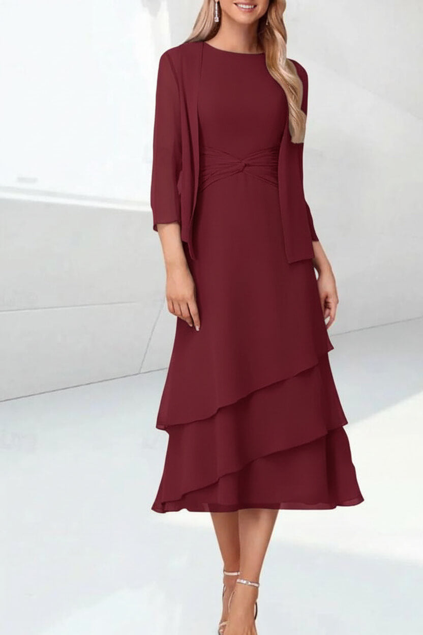 Mint Green Mother of the Bride Dress Chiffon Two Piece Wedding Guest Dress