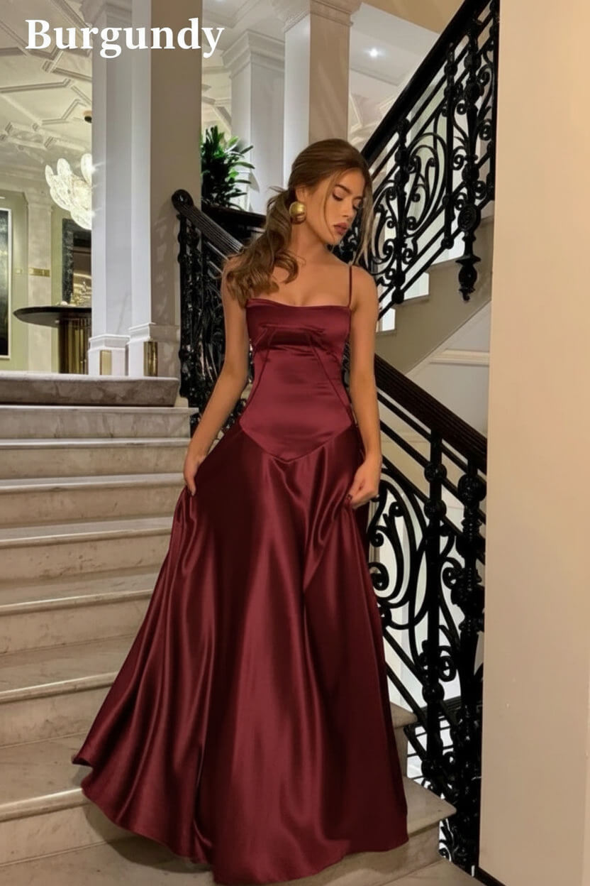 Suzhoufashion Brown Luxe Silk-Look Long Evening Dress With Fitted Bodice Formal Evening Gown