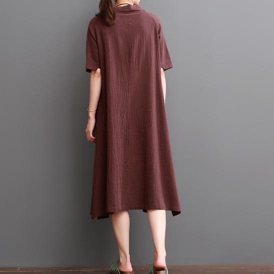 Burgundy caftans linen dresses for summer plus size linen clothing