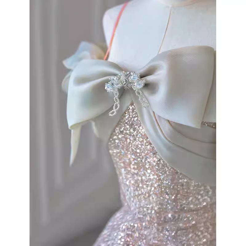 Fairytale A line Straps Sequin Long Evening Dress Prom Dress - View 5 | VelvetHem