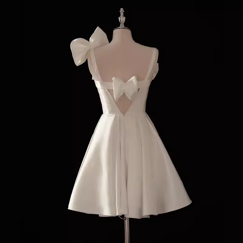 50s Vintage White Cocktail Dress Homecoming Dress With Bow Party Dress