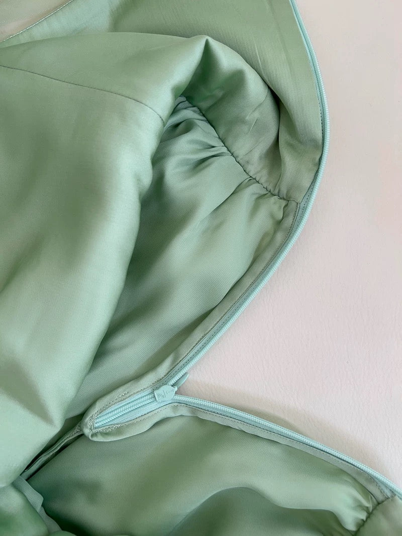 Cute A line Spaghetti Straps Mint Green Tulle Homecoming Dresses Simple Prom Dress With Cherry - View 4 | VelvetHem