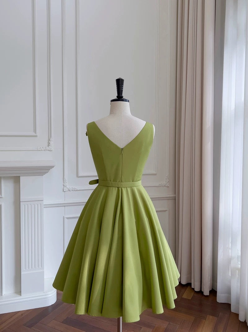 Simple A line Straps Green Short Homecoming Dresses Birthday Outfit