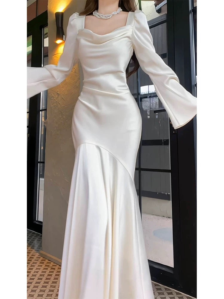 Vintage Sheath Strapless Ivory Long Sleeves Prom Dresses