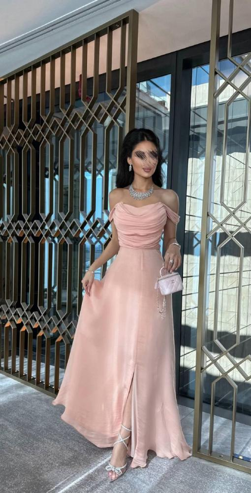 Sexy A Line Off The Shoulder Strapless Pink Long Prom Dresses Evening Dress With Ruffles - View 5 | VelvetHem