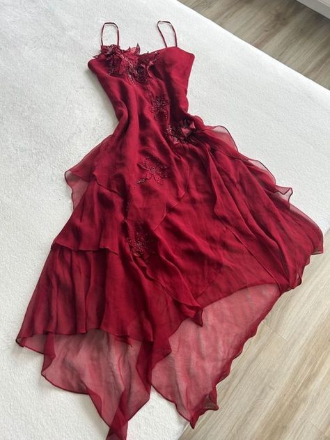 Sexy High Low Spaghetti Straps Sleeveless Burgundy Chiffon Prom Dresses Evening Gowns