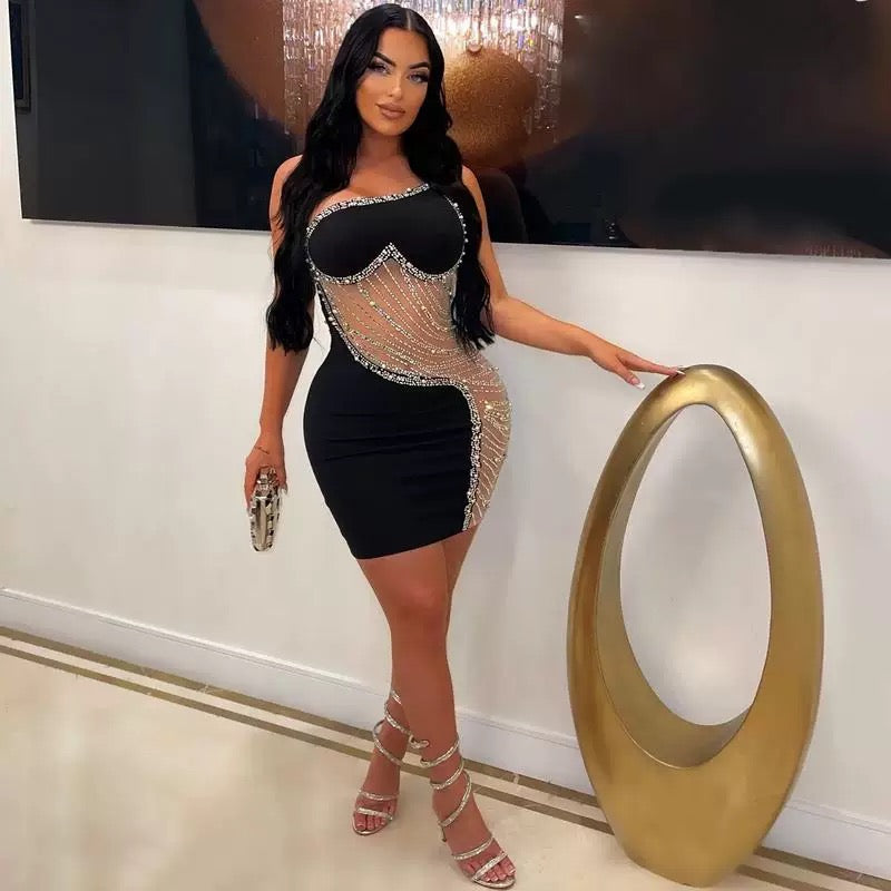18th Birthday Outfits Sheath Homecoming Dress One Shoulder Black Short Mini Party Dress - View 4 | VelvetHem