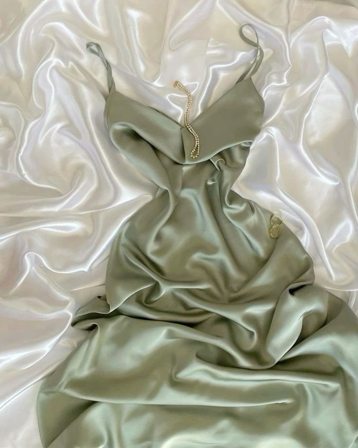 Pretty A Line Spaghetti Straps Mint Green Silk Satin Prom Dresses Long Evening Dress