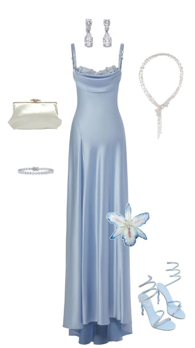 Pretty A line Straps Light Sky Blue Satin Long Party Dress Prom Dresses