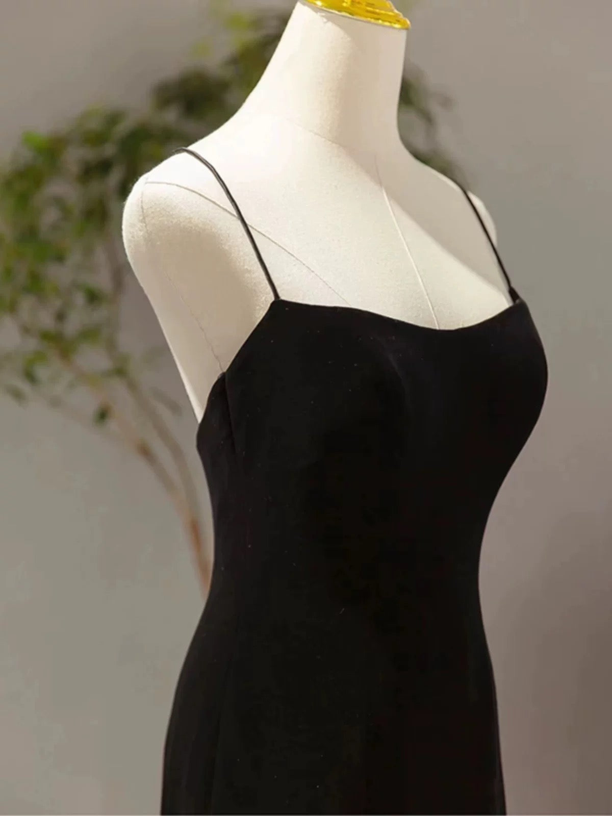 Sexy Mermaid Spaghetti Straps Black Long Prom Dresses Evening Dress - View 2 | VelvetHem