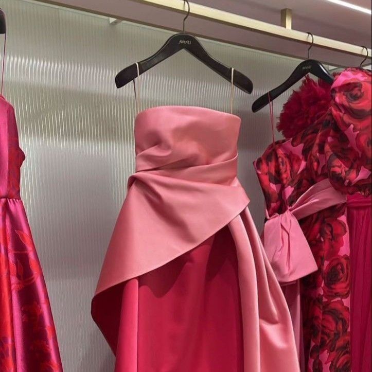 Elegant A Line Spaghetti Straps Pink Satin Long Prom Dress Evening Dresses With Pleated - View 2 | VelvetHem