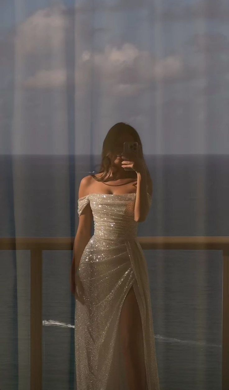 Elegant Sheath Off The Shoulder Sequin Slit Prom Dress Birthday Outfits With Ruffles