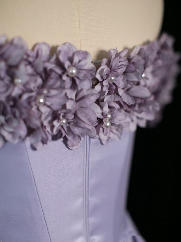 Pretty A Line Off The Shoulder Lilac Long Floral Prom Dresses Party Evening Dress - View 5 | VelvetHem