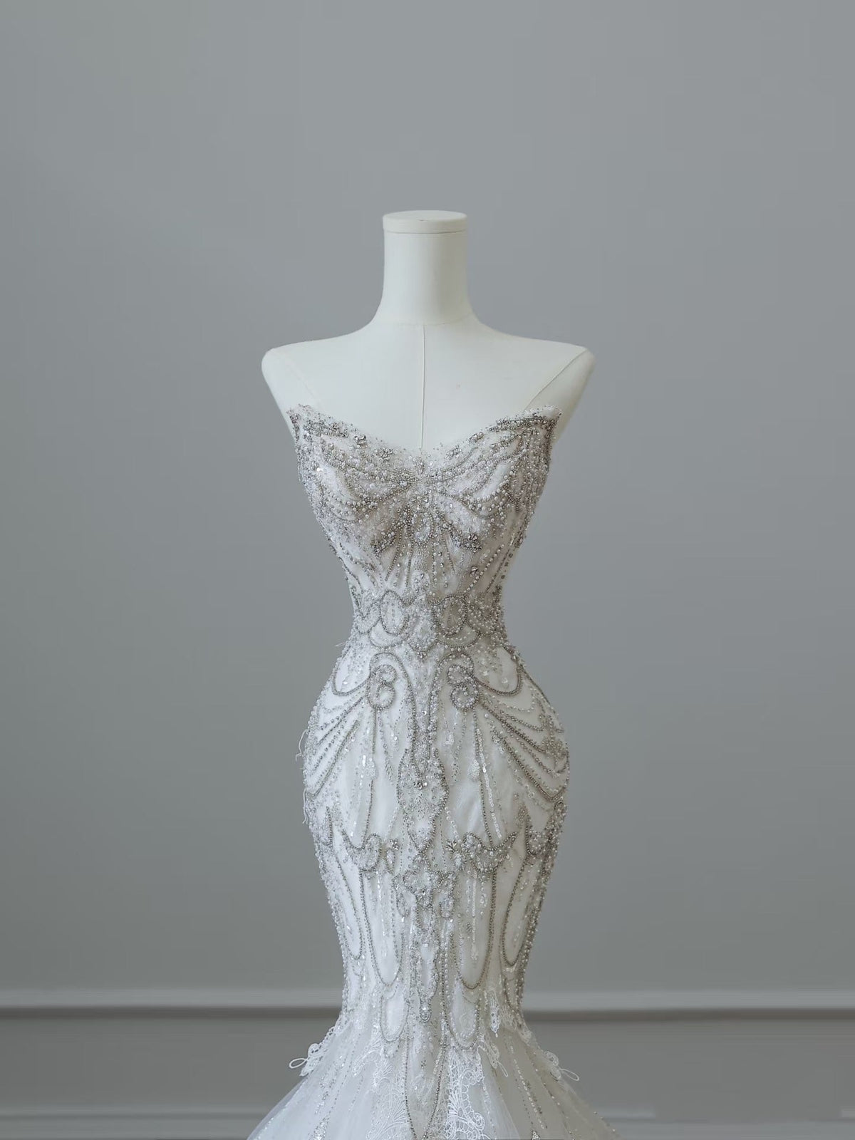 Princess Mermaid Sweetheart White Tulle Long Wedding Dresses Brides Dress - View 5 | VelvetHem