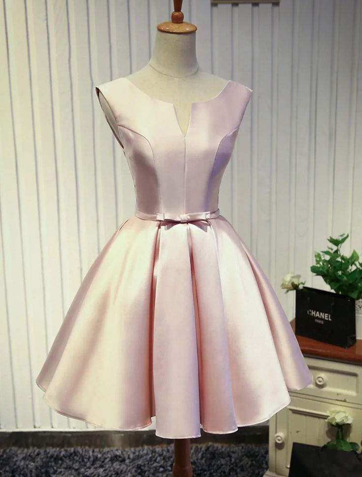 Cute A-Line Scoop Sleeveless Short Pink Cocktail Homecoming Dress - View 2 | VelvetHem