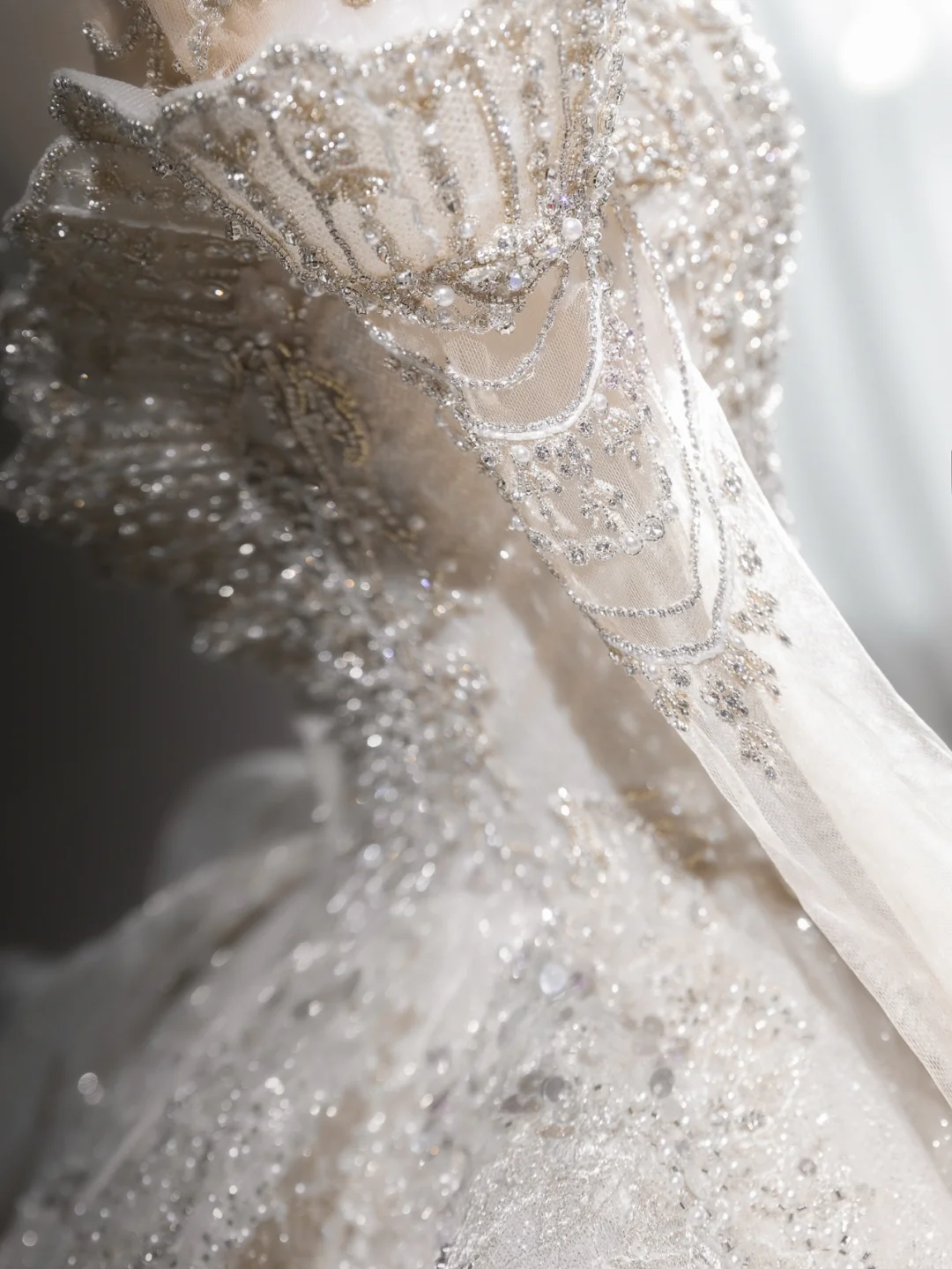 Timeless Ball Gown Off The Shoulder Tulle Lace Sequin Beaed Long Sleeves Long Wedding Dresses - View 4 | VelvetHem