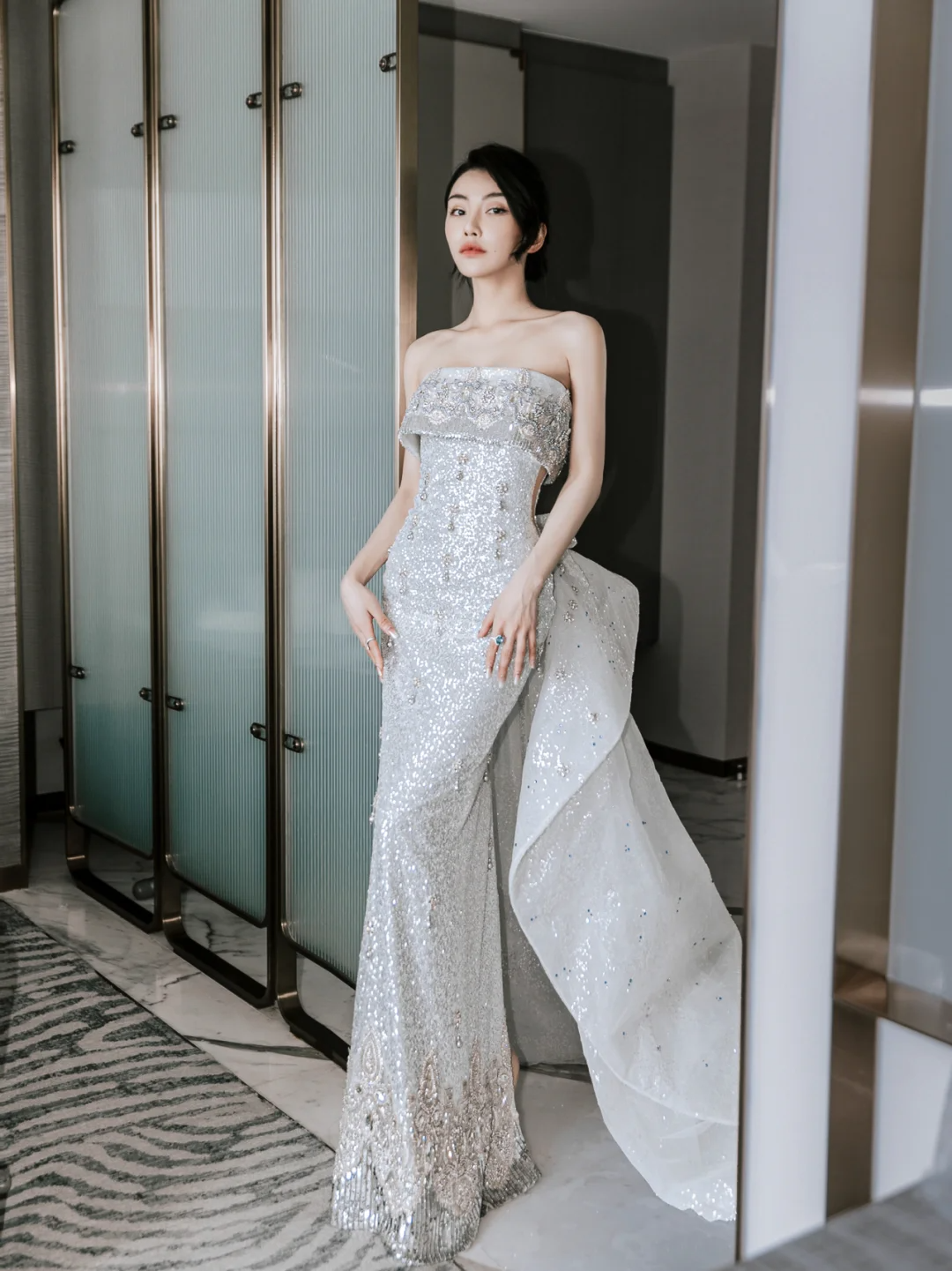 Timeless Mermaid Strapless Satin Sequin Beaded Long Wedding Dresses - VelvetHem