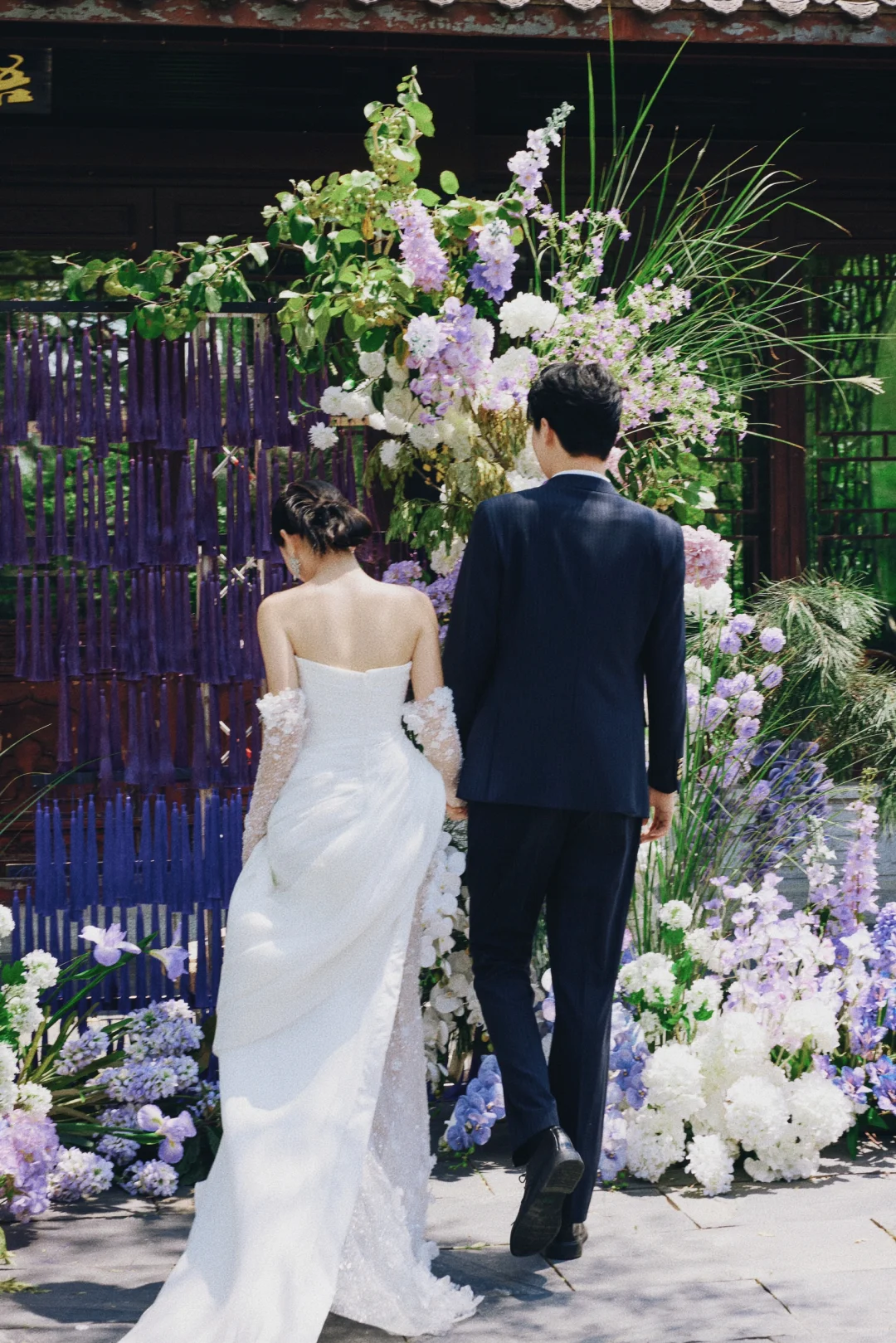 Unique Mermaid Strapless Satin Tulle Applqiue With Sleeves Long Wedding Dresses - View 4 | VelvetHem