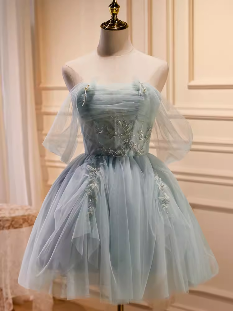 Elegant Ball Gown Off The Shoulder Tulle Party Dress Lace Homecoming Dresses - View 2 | VelvetHem