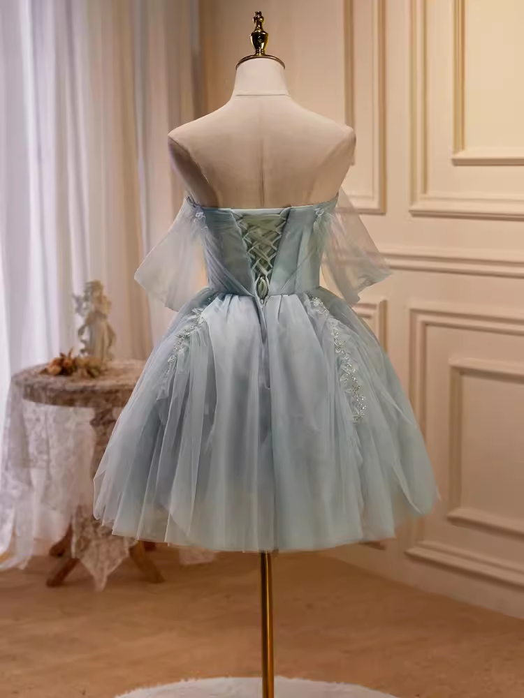 Elegant Ball Gown Off The Shoulder Tulle Party Dress Lace Homecoming Dresses - View 3 | VelvetHem