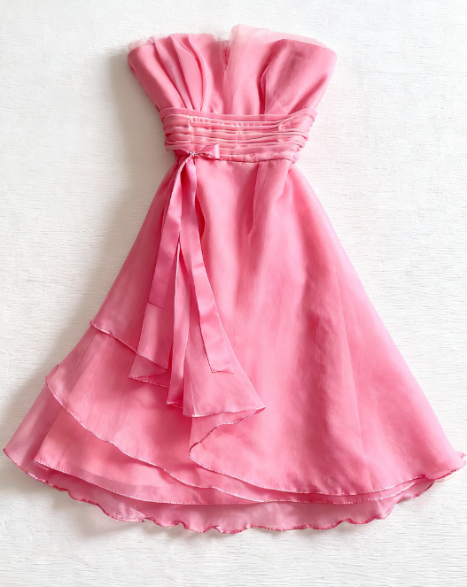 Cute A Line Strapless Satin Chiffon Short Homecoming Dress 18th Birthday Outfits - View 3 | VelvetHem