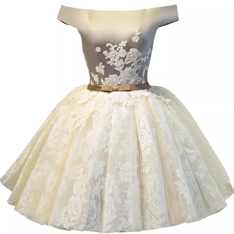 Elegant Ball Gown Off The Shoulder Birthday Outfits Tulle Homecoming Dresses - View 4 | VelvetHem