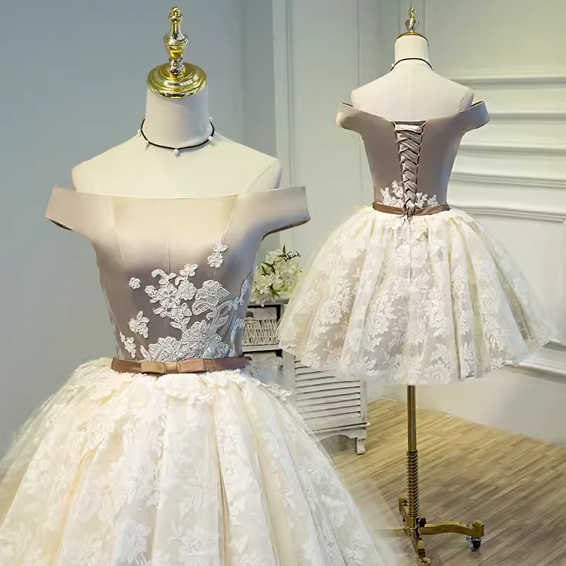 Elegant Ball Gown Off The Shoulder Birthday Outfits Tulle Homecoming Dresses - View 3 | VelvetHem