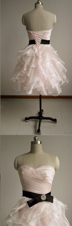 Adorable Cute Organza Light Pink Short Formal Dress Homecoming Dress - View 2 | VelvetHem