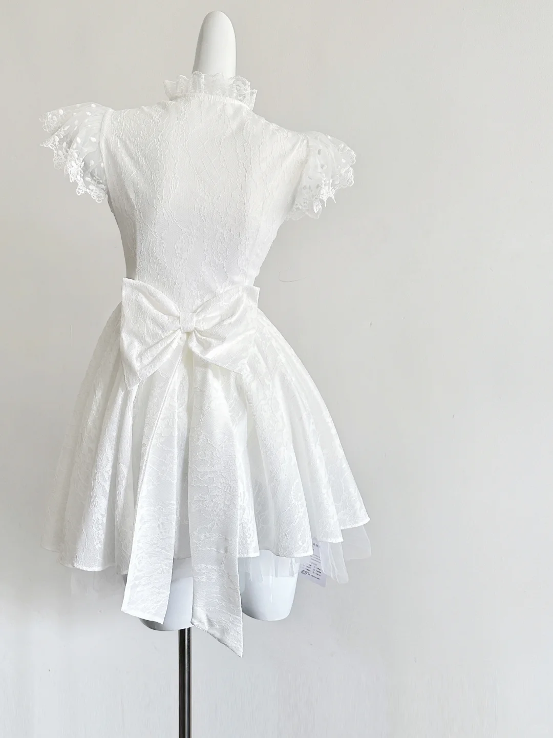 Princess White A Line Satin Lace Short Homecoming Dress 19th Birthday Outfits - View 3 | VelvetHem