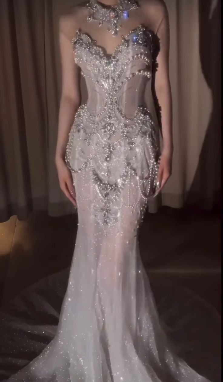 Glamorous Mermaid Sweetheart Tulle Sequin Beaded Long Prom Dress, Evening Dress