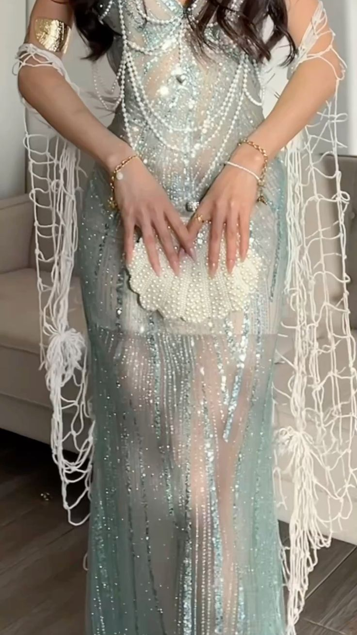 Gorgeous Shiny Mermaid Spaghetti Straps Tulle Sequin Beaded Without Sleeves Long Prom Dress, Evening Dress