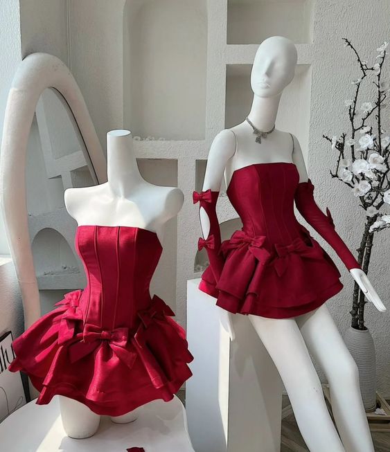 Chic A Line Short Burgundy Satin Homecoming Dress 18th Birthday Outfits