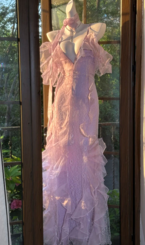 Charming Mermaid Spaghetti Straps Satin Ruffle Tulle Without Sleeves Long Prom Dress, Evening Dress - View 3 | VelvetHem
