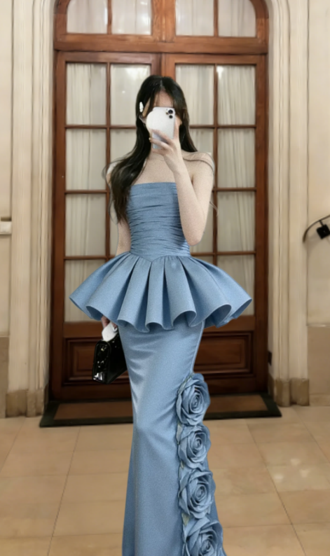 Gorgeous Mermaid Strapless Satin Long Prom Dress, Evening Dress - VelvetHem