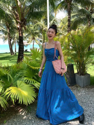 Obsessed Blue Spaghetti Straps A Line Satin Long Prom Dress, Evening Dress - VelvetHem