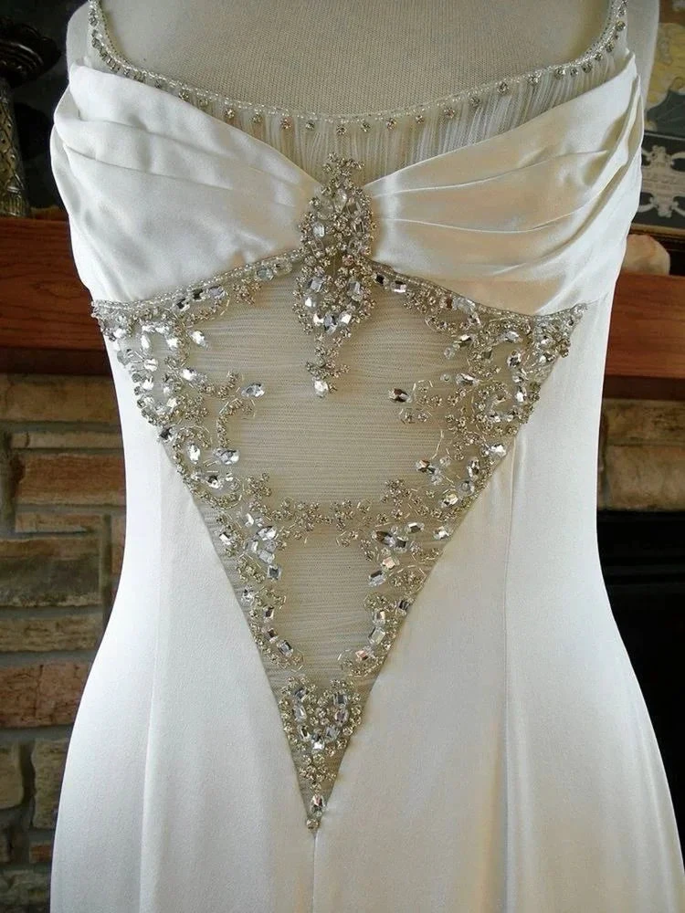 Sparkle White Long Wedding Dress,Wedding Guest Dress (ZD13573) - VelvetHem