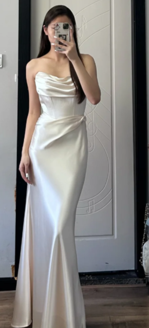 Charming Mermaid Strapless Satin Long Prom Dress, Evening Dress - VelvetHem