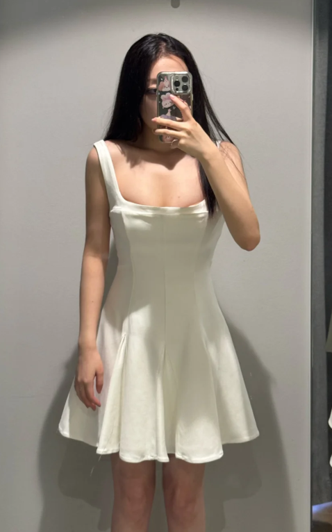 Cute A Line Square Satin Short Homecoming Dress 16th Birthday Outfits - VelvetHem