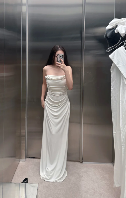 Elegant Mermaid Strapless Satin Long Prom Dress, Evening Dress - VelvetHem