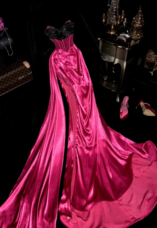 Vintage Mermaid Sweetheart Satin Beads Long Prom Dress, Evening Dress - VelvetHem