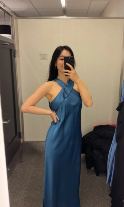 Chic Mermaid Halter Satin Long Prom Dress, Evening Dress - VelvetHem